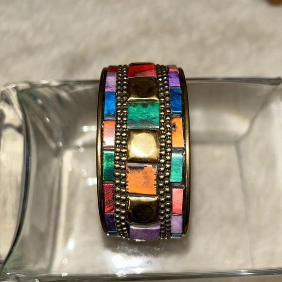 Jewelry - Metal mosaic bracelet cuff. Bold and beautiful.